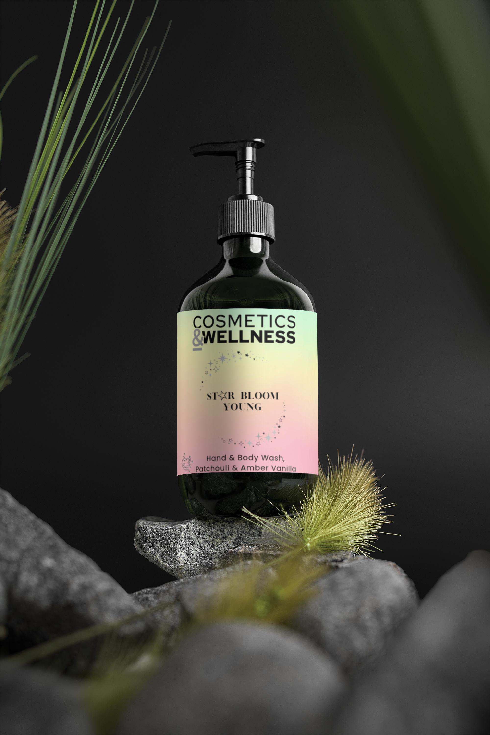 Hand & Body Wash, Patchouli & Amber Vanilla Star Bloom Young, 490 ml / 16.57 fl oz