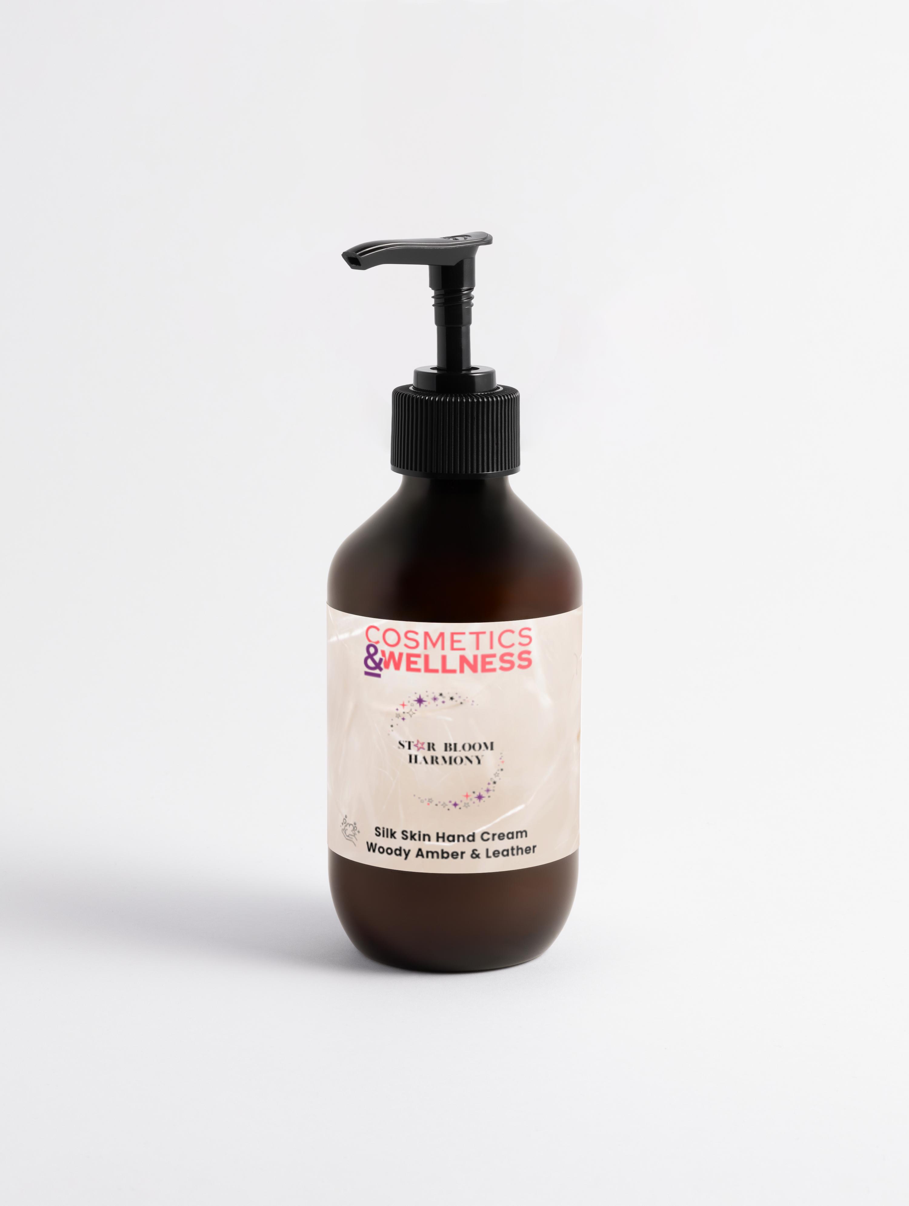 Silk Skin Hand Cream Woody Amber & Leather Star Bloom Harmony, 270 ml / 9.13 fl oz