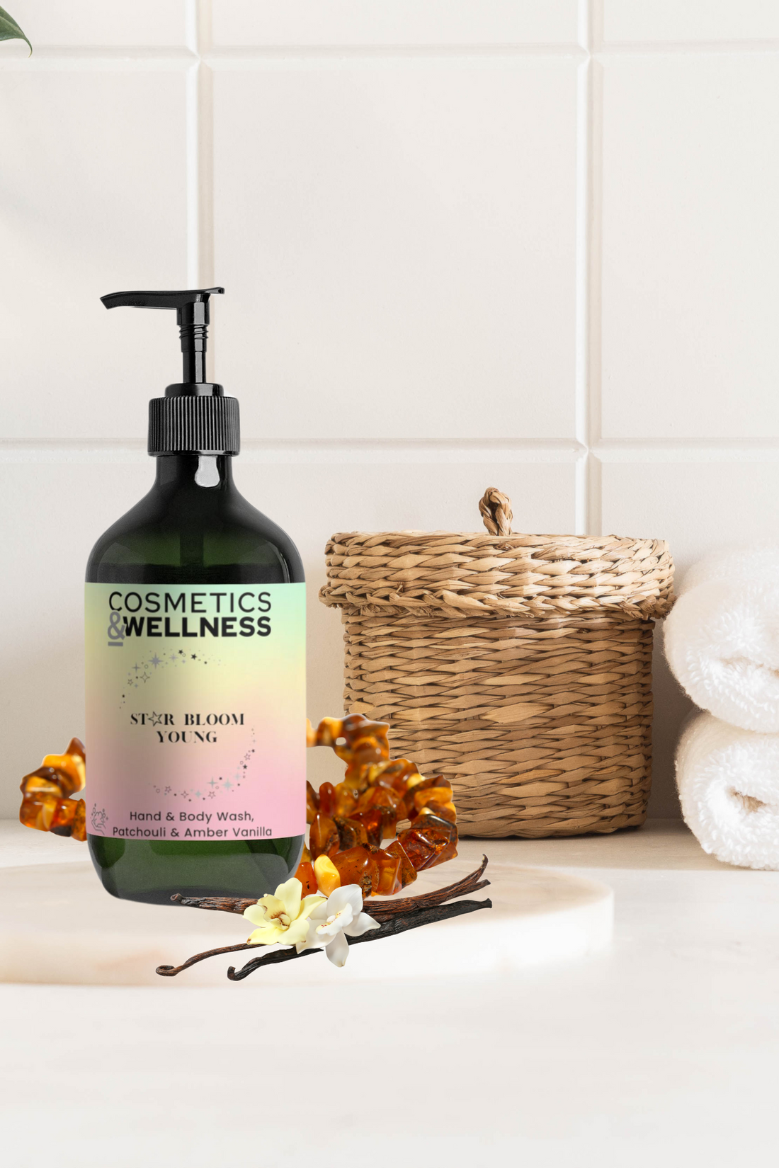 Hand & Body Wash, Patchouli & Amber Vanilla Star Bloom Young, 490 ml / 16.57 fl oz